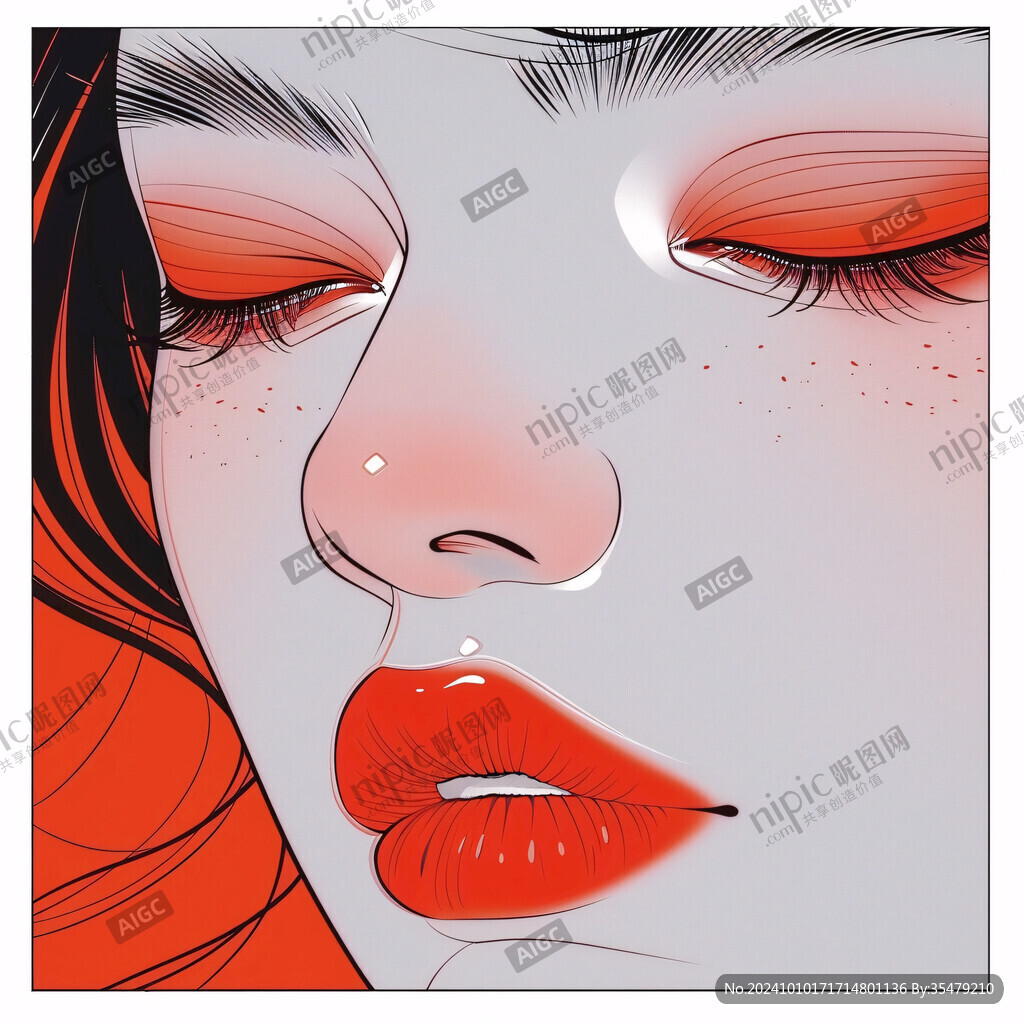 涂口紅插畫
