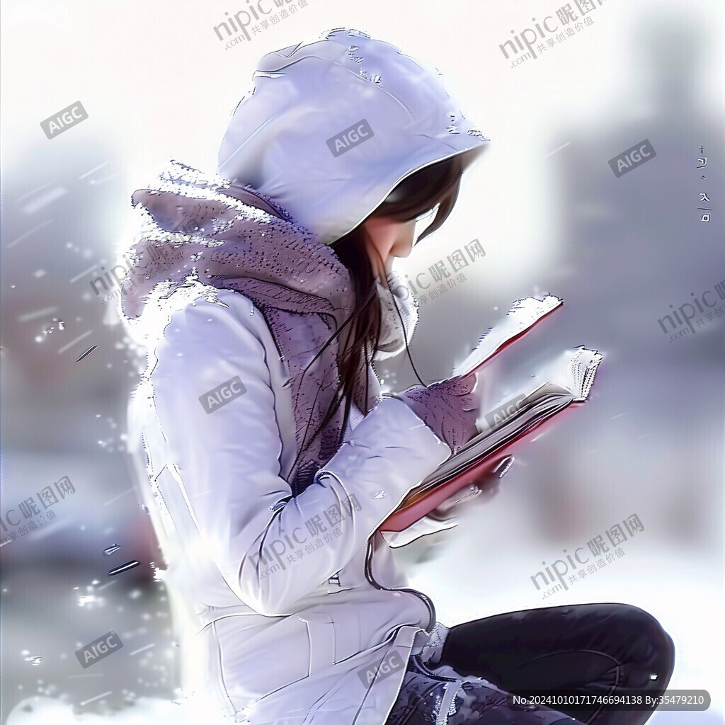 手繪唯美女孩小說封面
