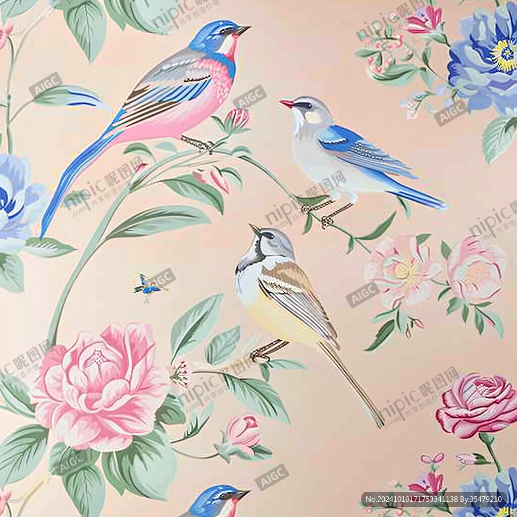 歐式花鳥墻紙