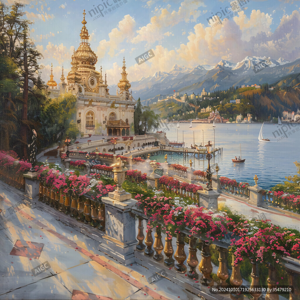 歐式風(fēng)景建筑油畫