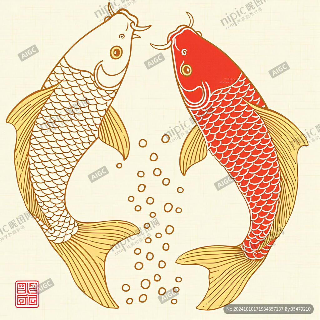 手繪鯉魚圖