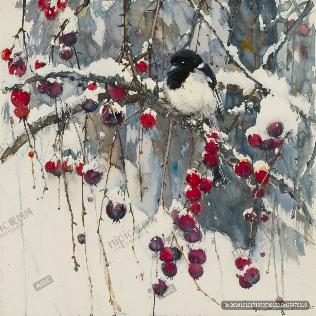 紅果實(shí)雪景