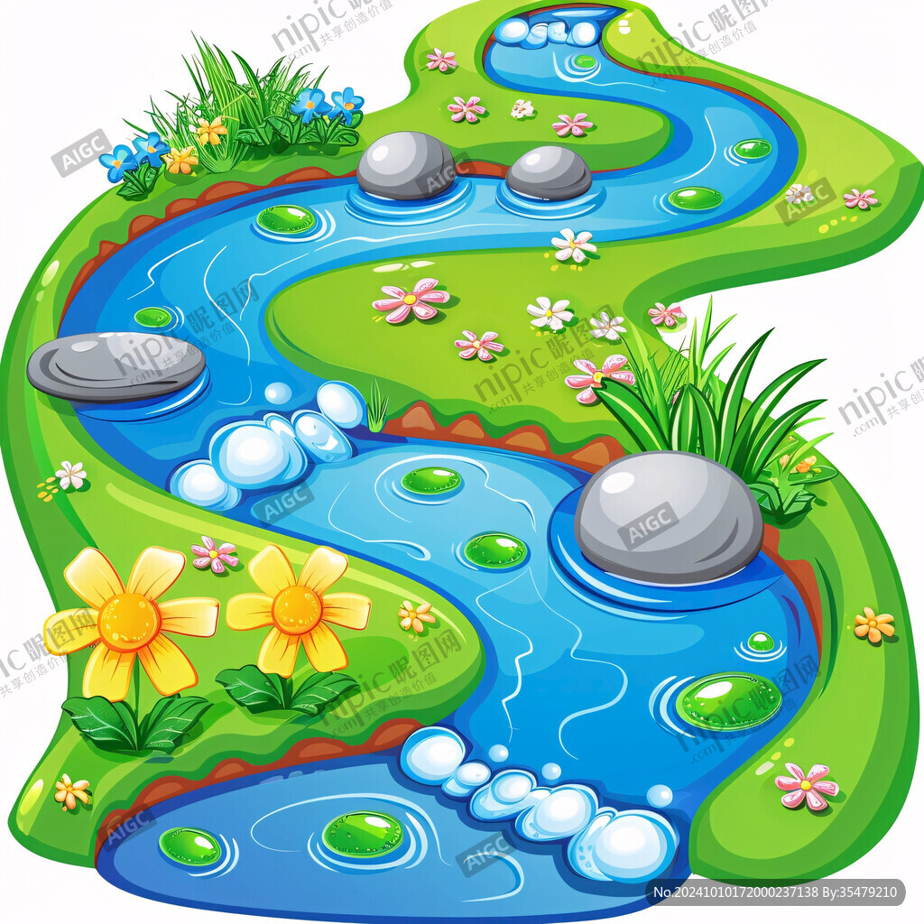 小河彎彎綠色水草