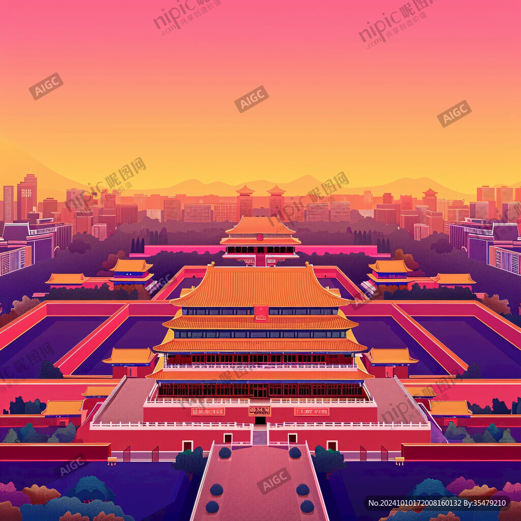 紫禁城全景插畫
