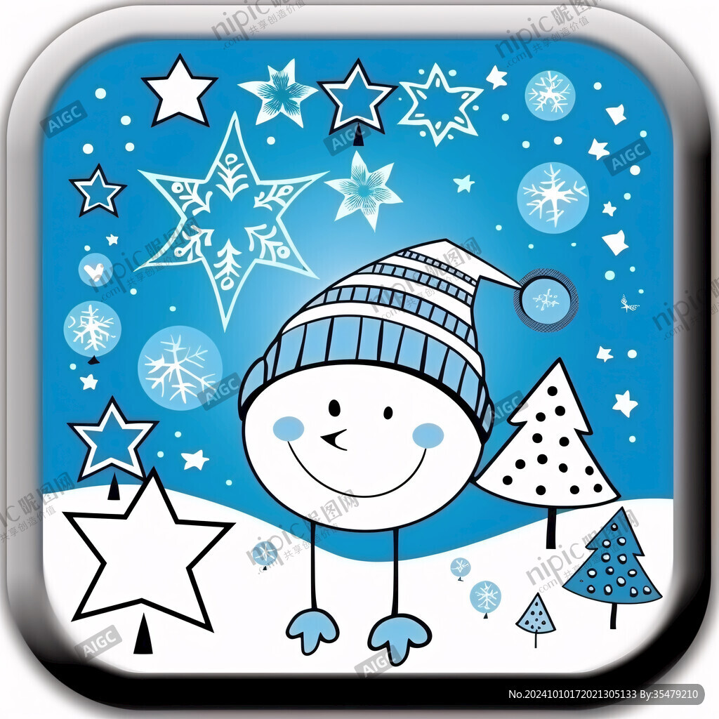 星星雪人卡通