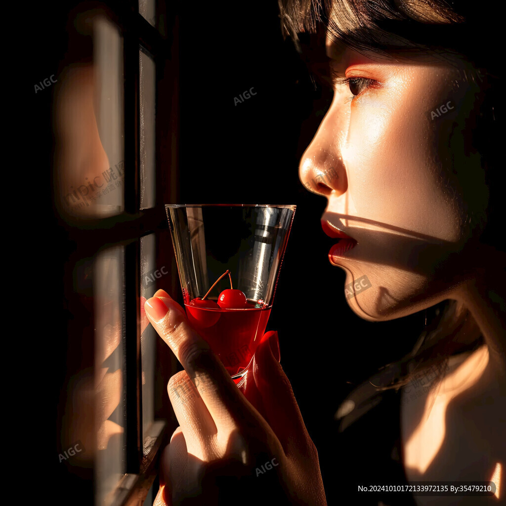 拿酒杯的女生
