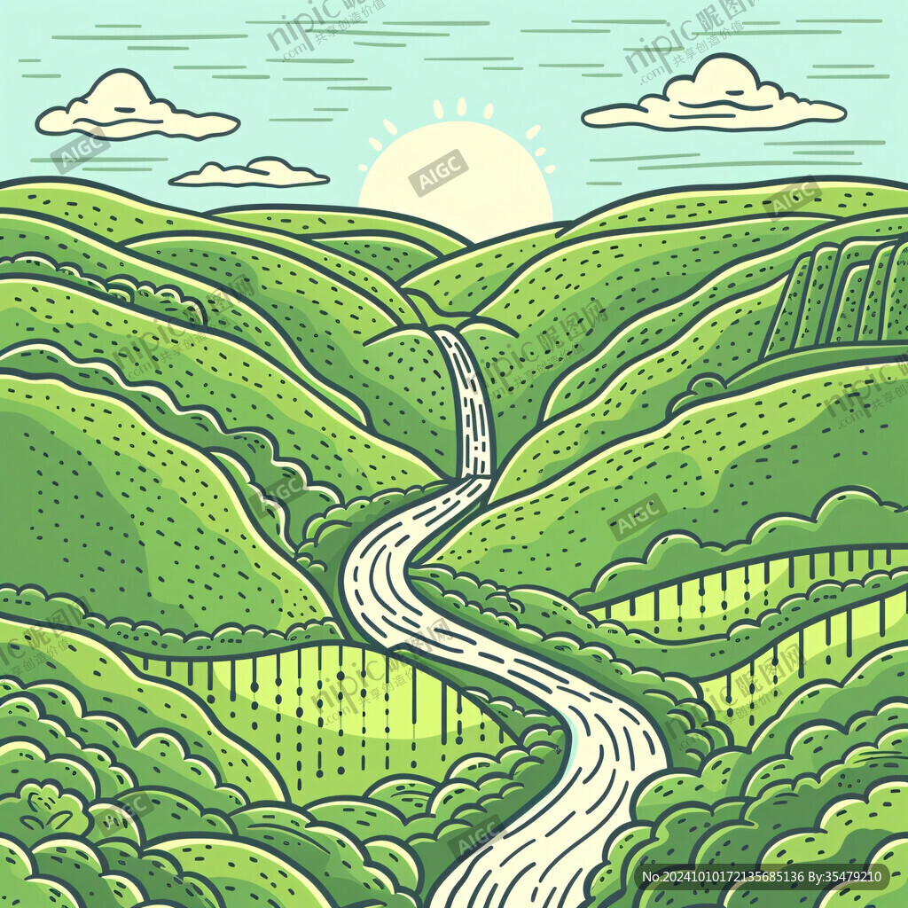 蜿蜒河流山間道路