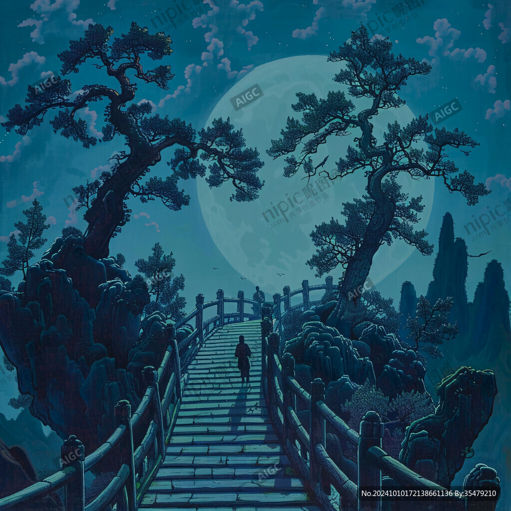 皓月雄風(fēng)景觀插畫
