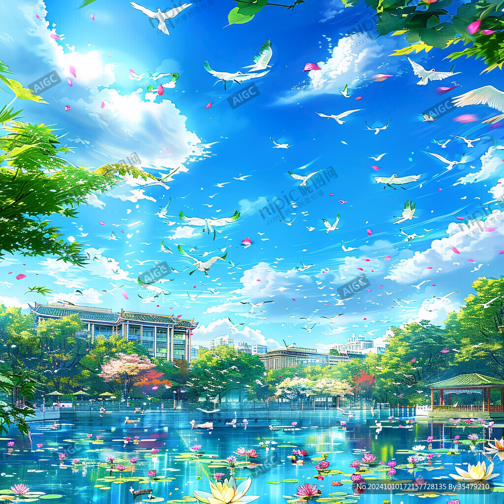 唯美校園插畫