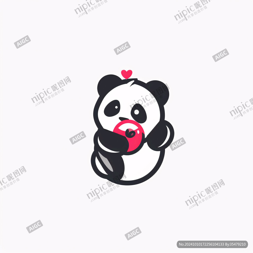 卡通可愛愛心熊貓