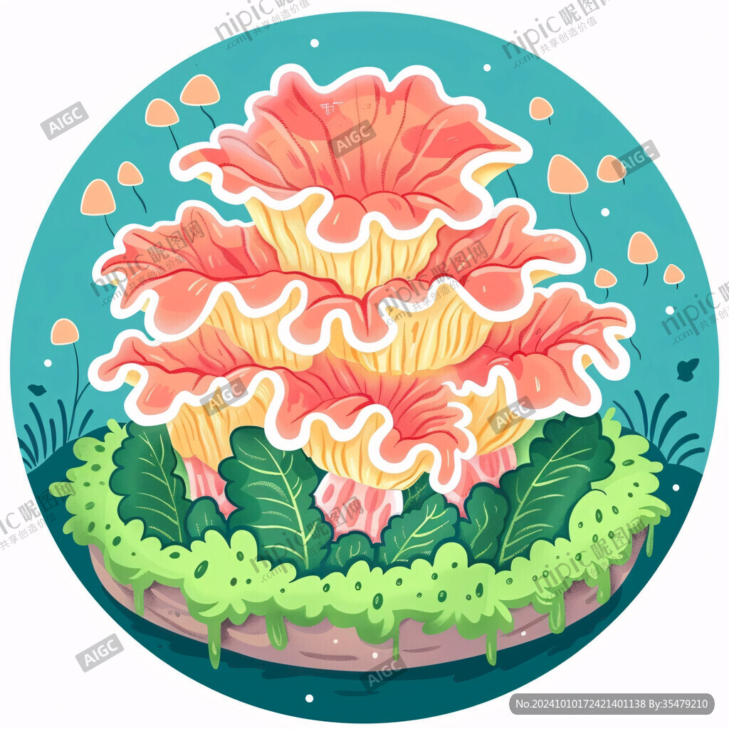 牡丹燕菜插畫