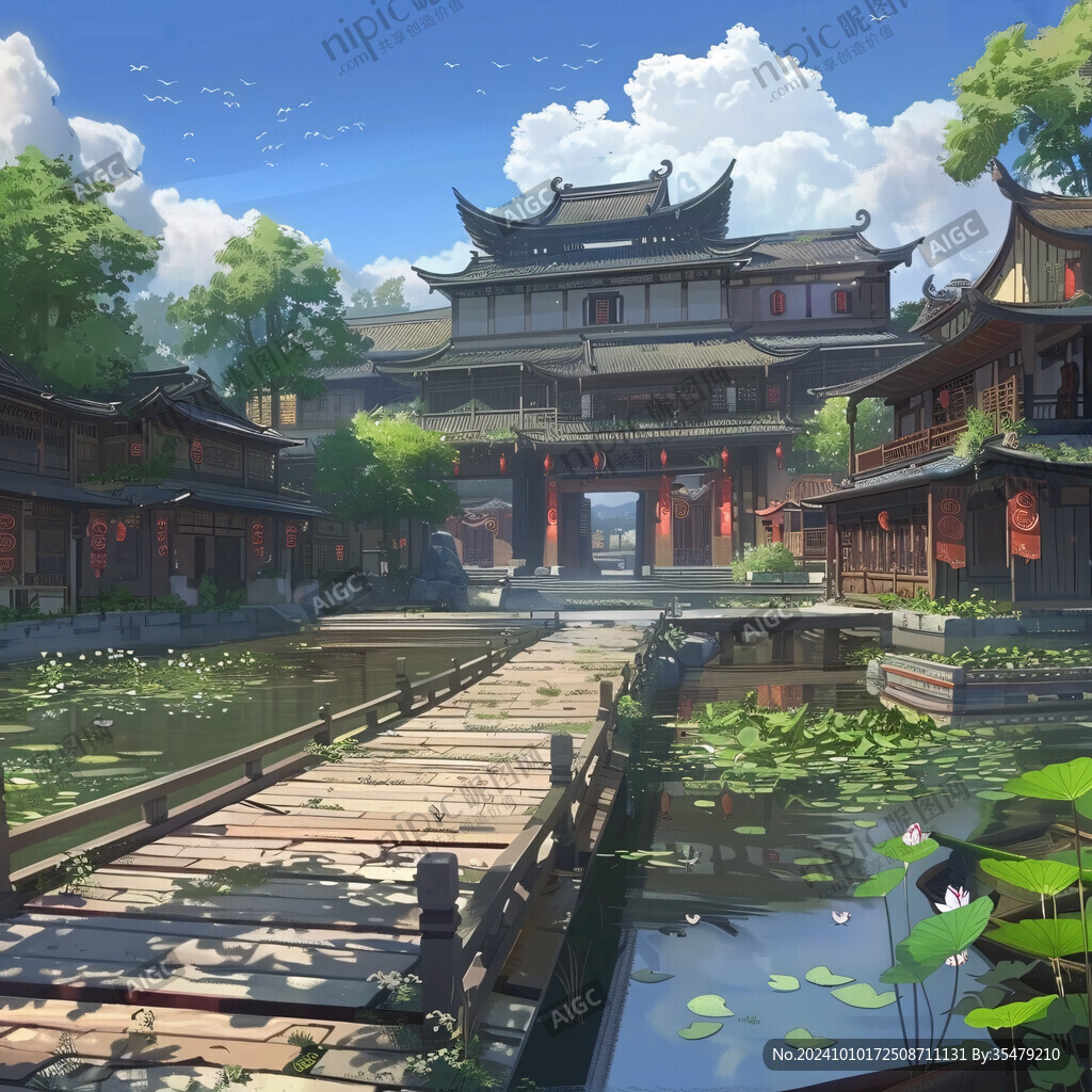 古風(fēng)建筑物亭臺樓閣