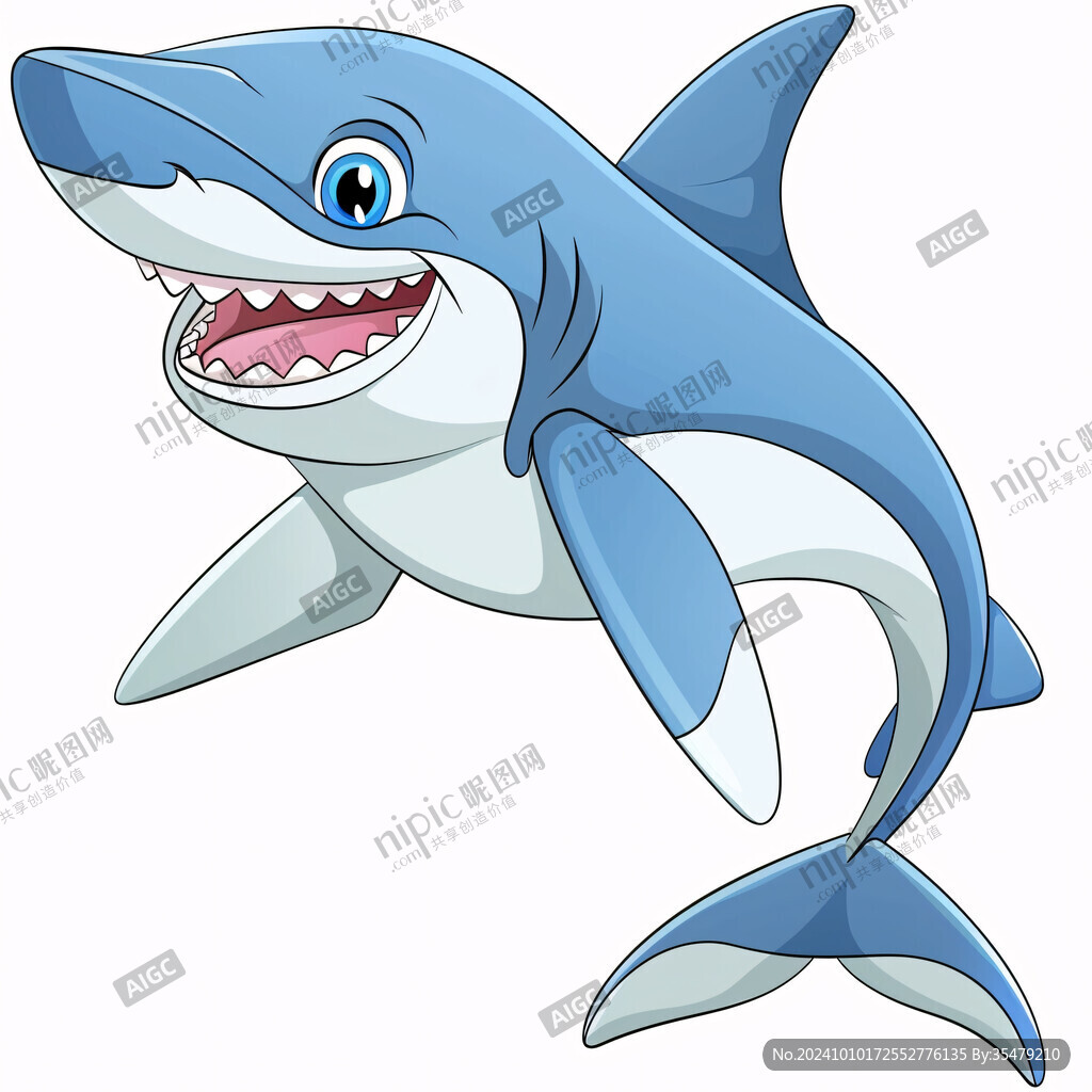 手繪快樂鯊魚插畫