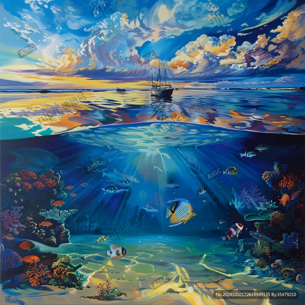 手繪海洋世界場景
