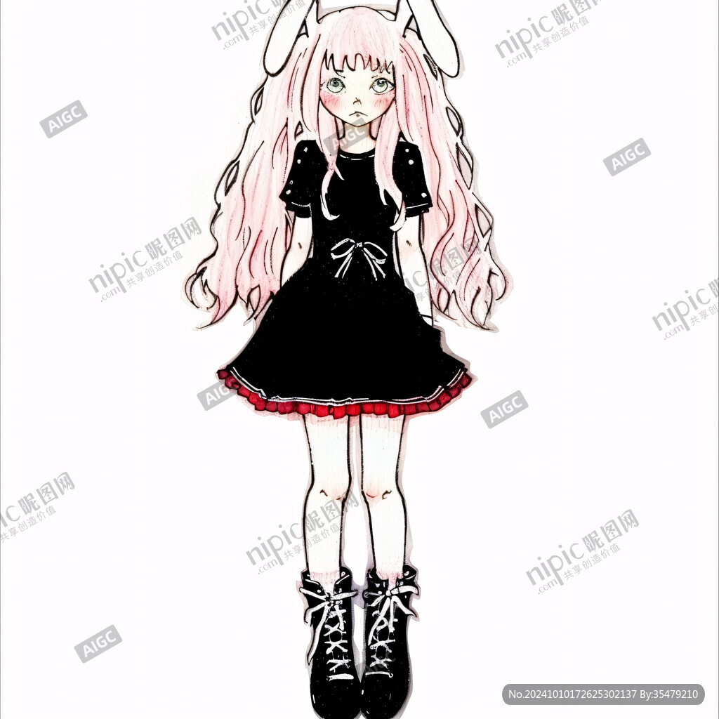 卡通粉色頭發(fā)小女孩