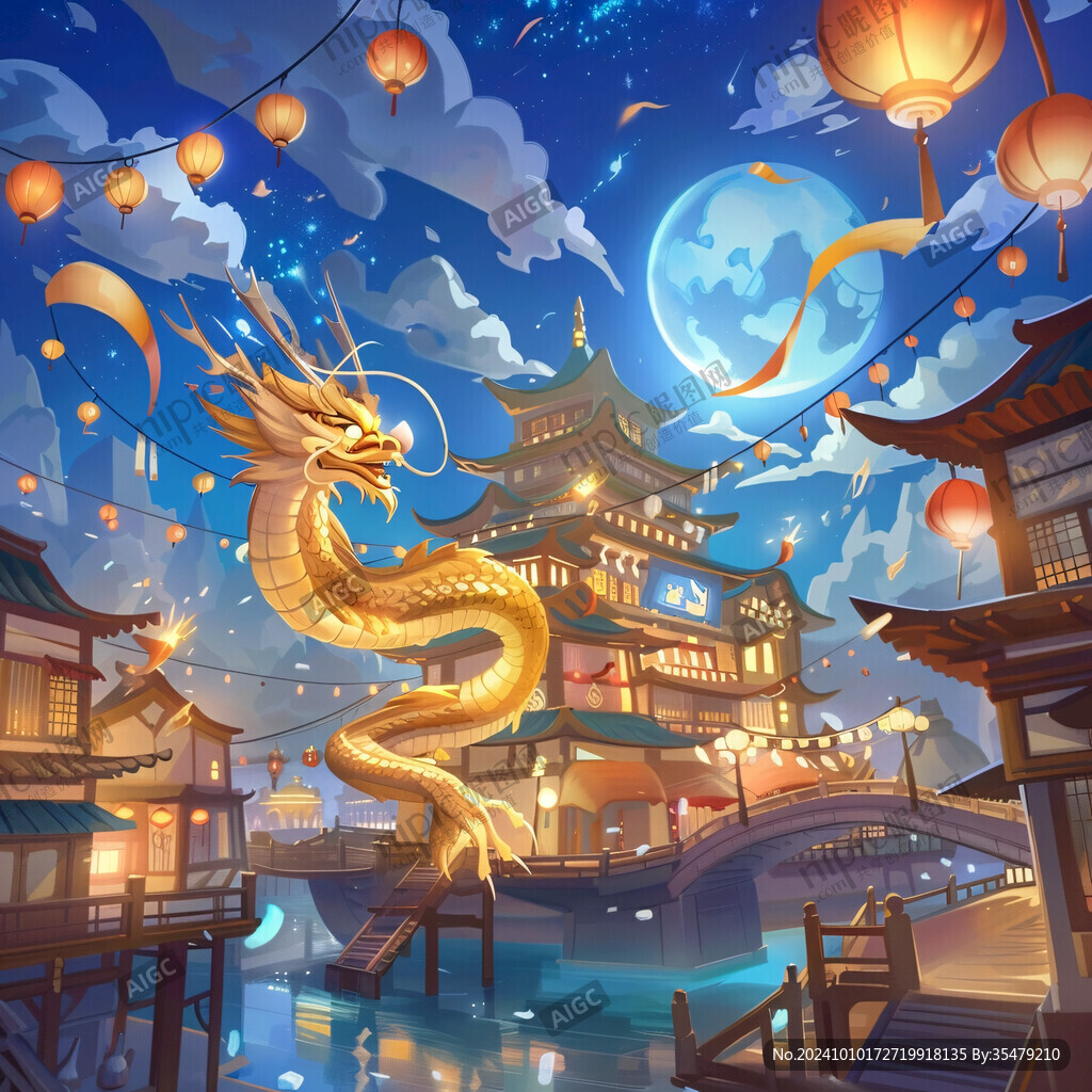 國風龍年插圖插畫