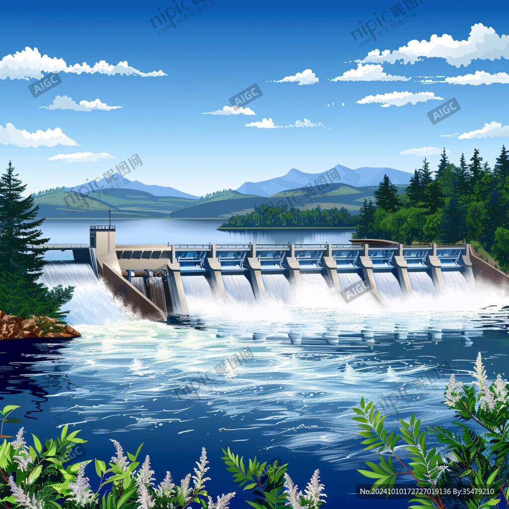 水電站插畫