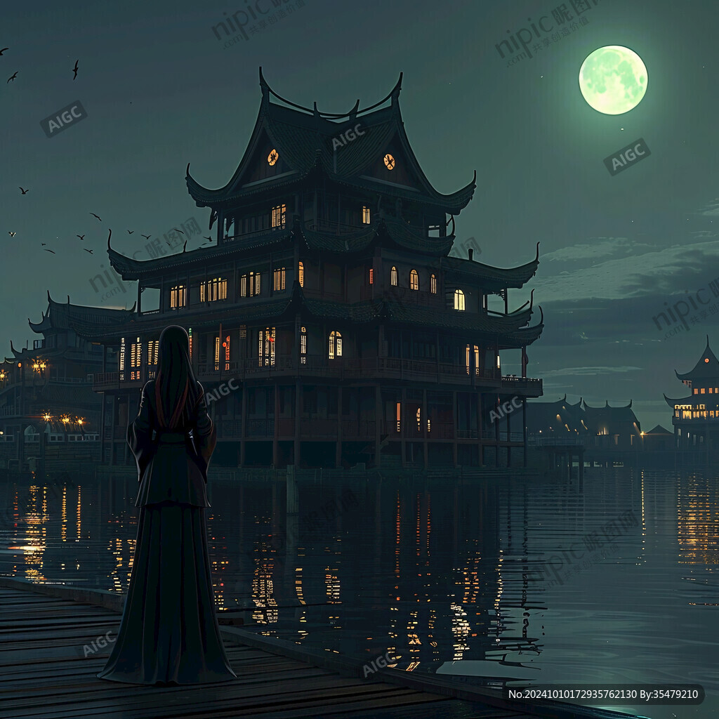 賞月建筑人物
