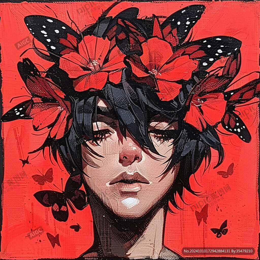 黑蝴蝶插畫