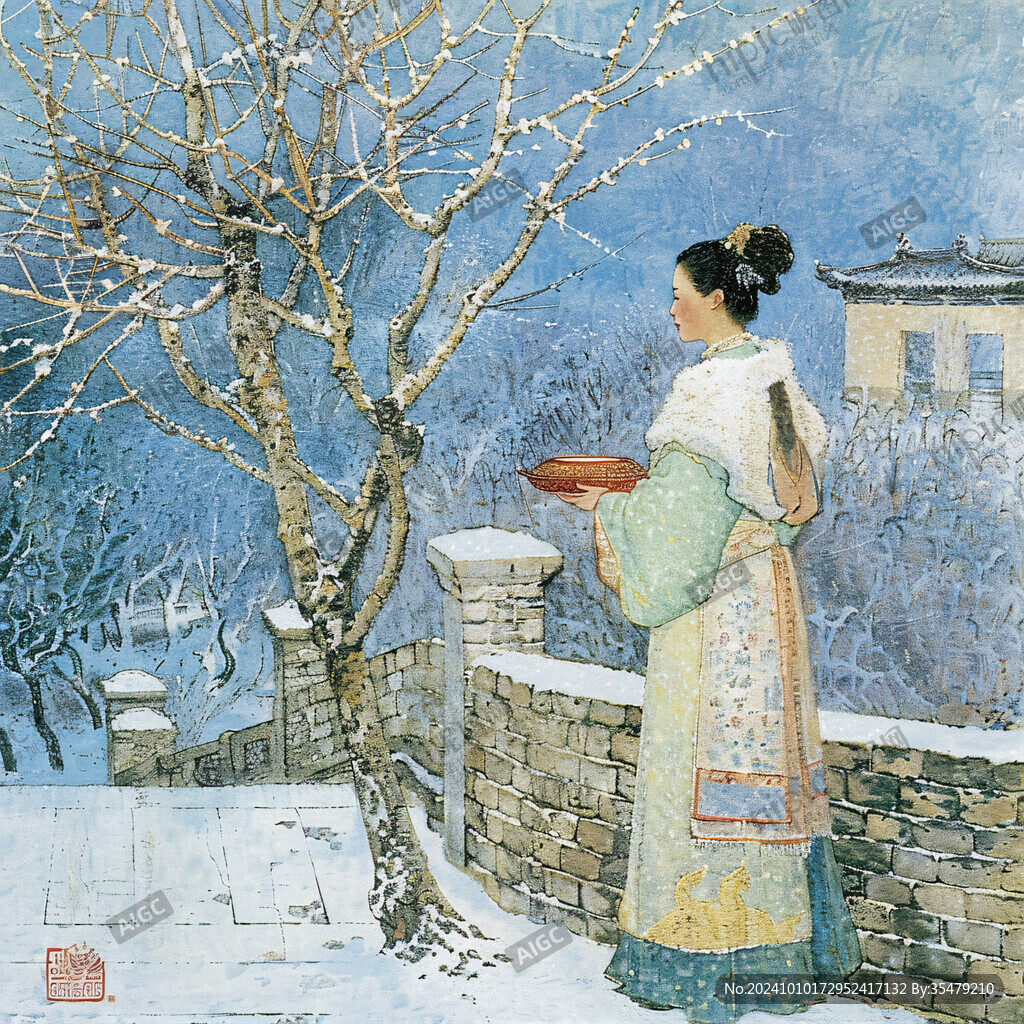 仕女賞雪圖