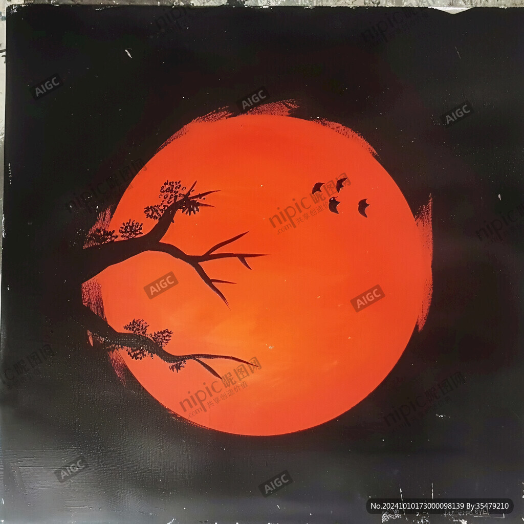 紅月亮插畫