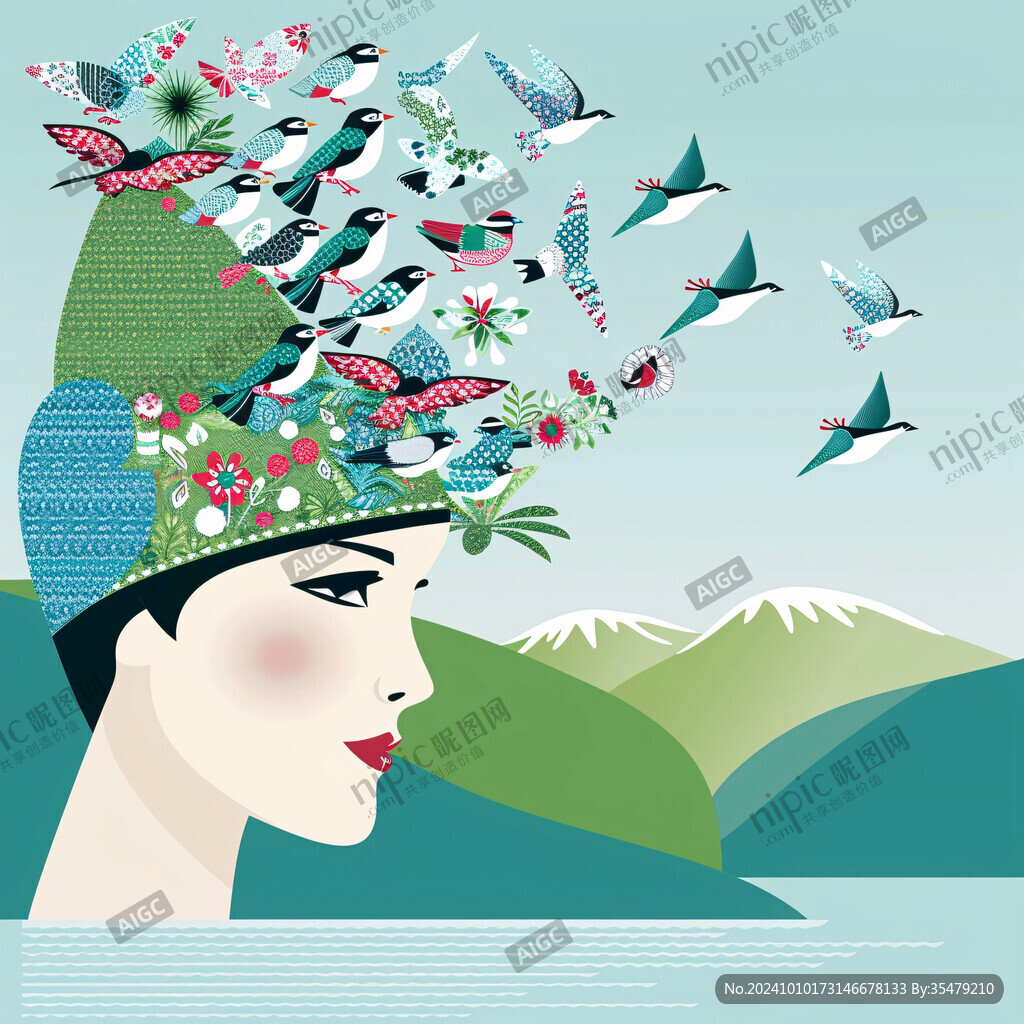 哈尼族美女插畫
