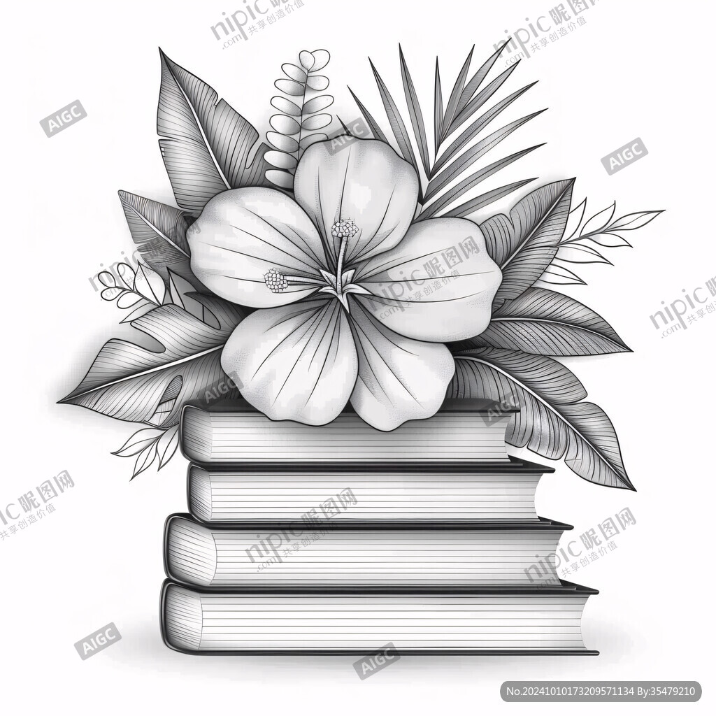 書本植物插畫