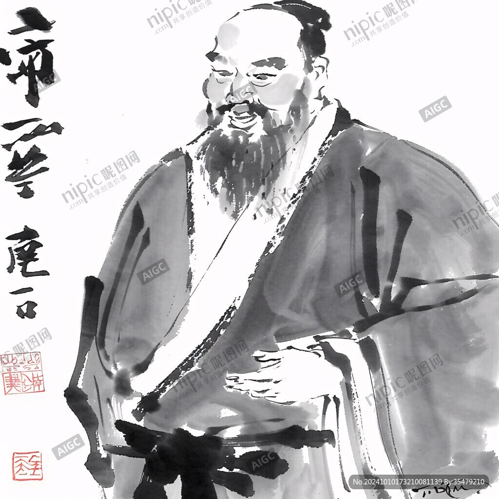水墨人物畫茶禪一味