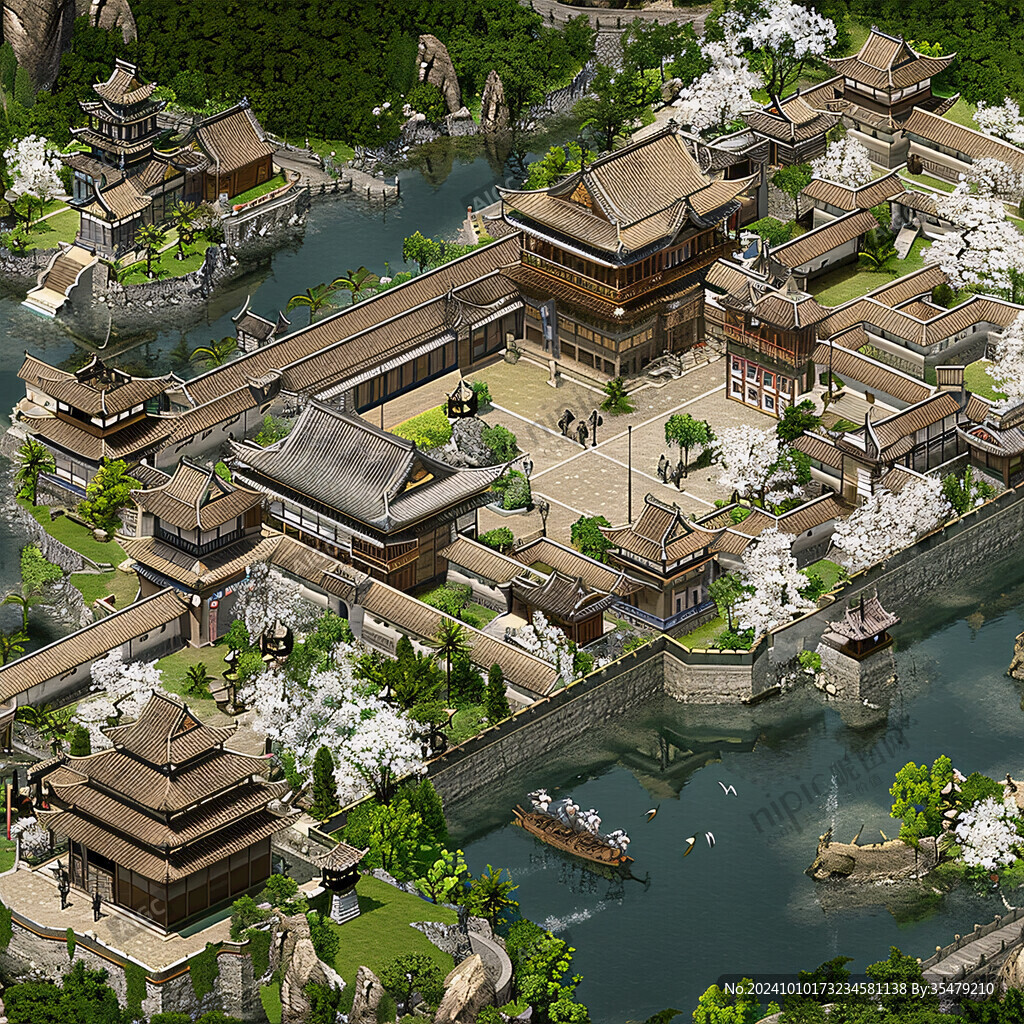 古代宮殿建筑工程場景