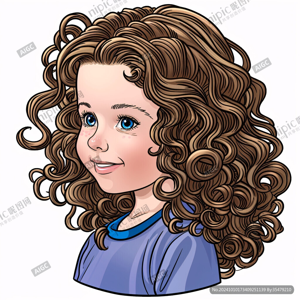 小女孩頭像插畫