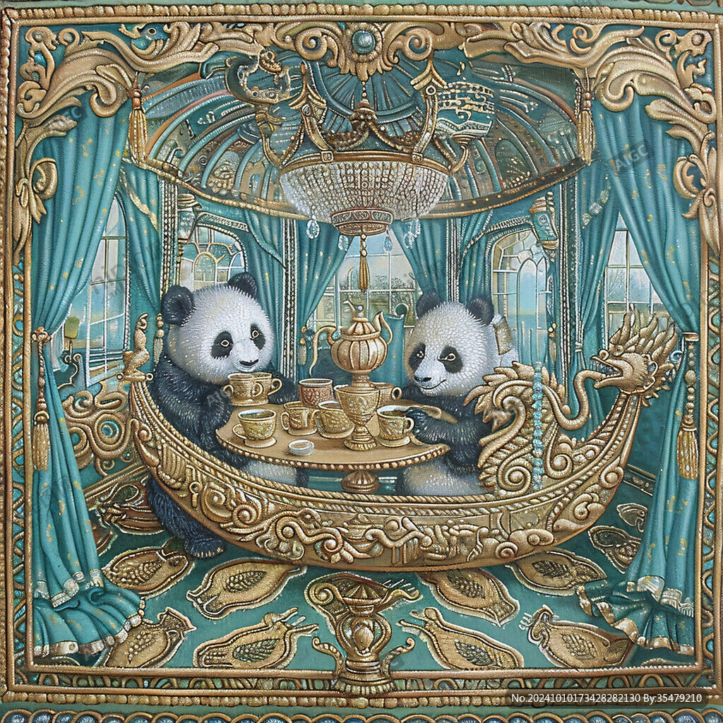 熊貓國(guó)潮插畫