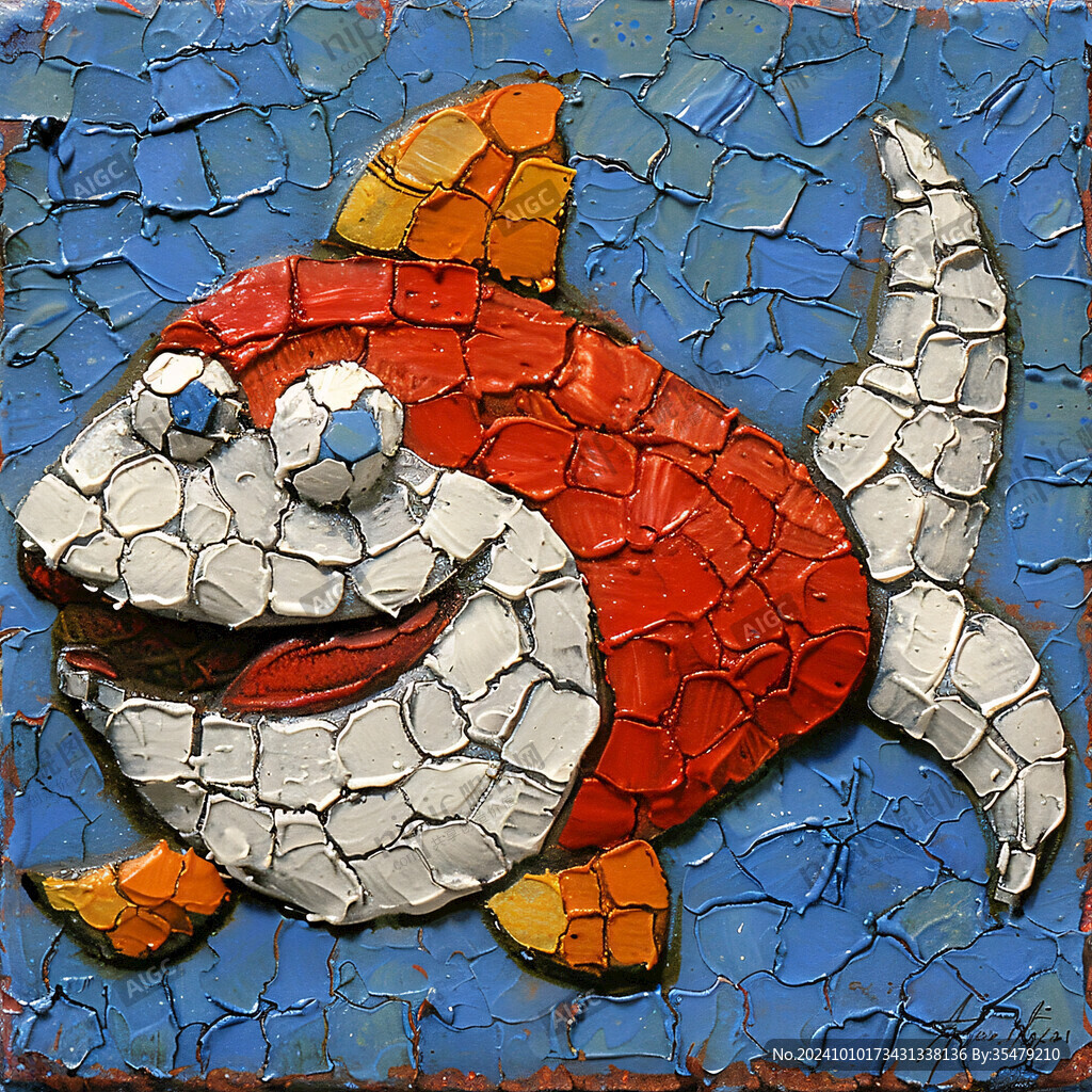 吐泡泡的魚浮雕