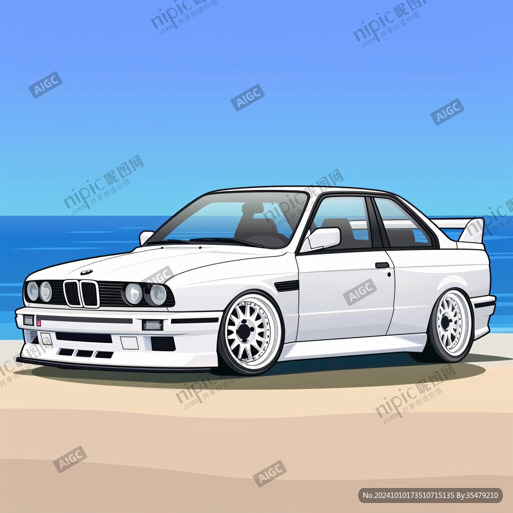 卡通跑車插畫