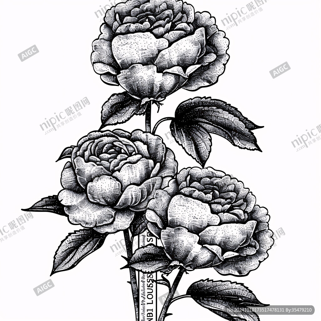 月季花線描