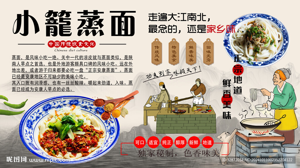 小籠蒸面背景墻