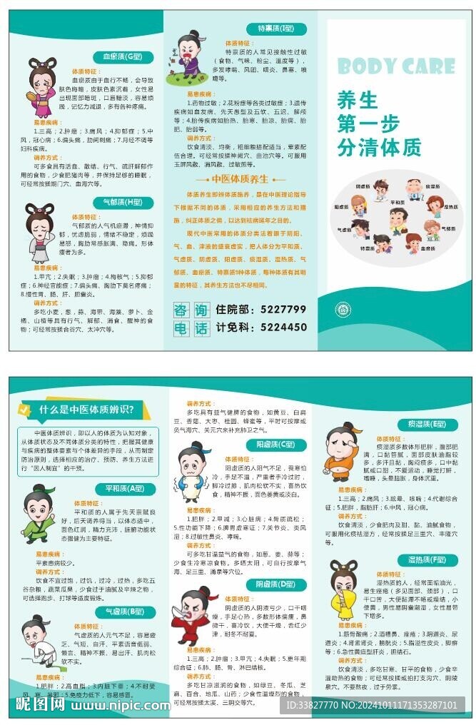 中醫九種體質辨識三折頁