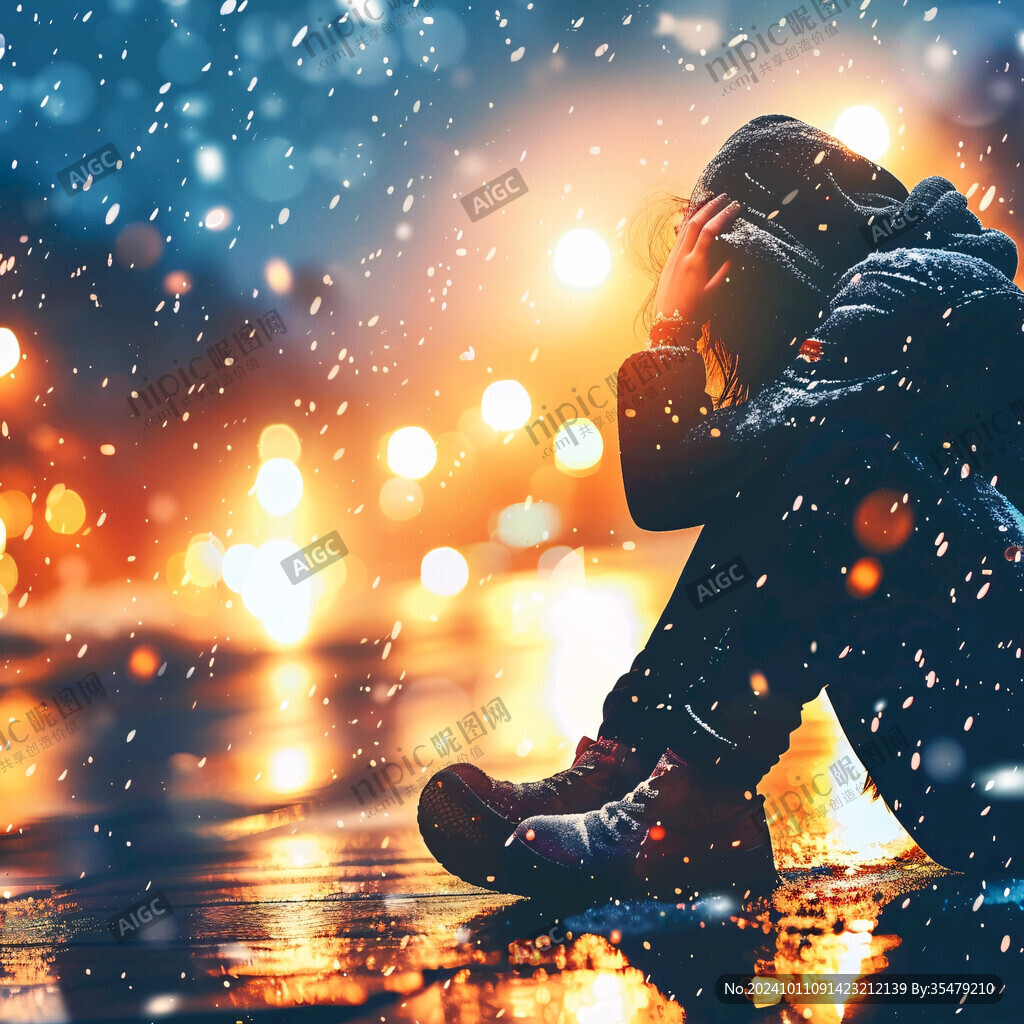 下雪燈光晚上