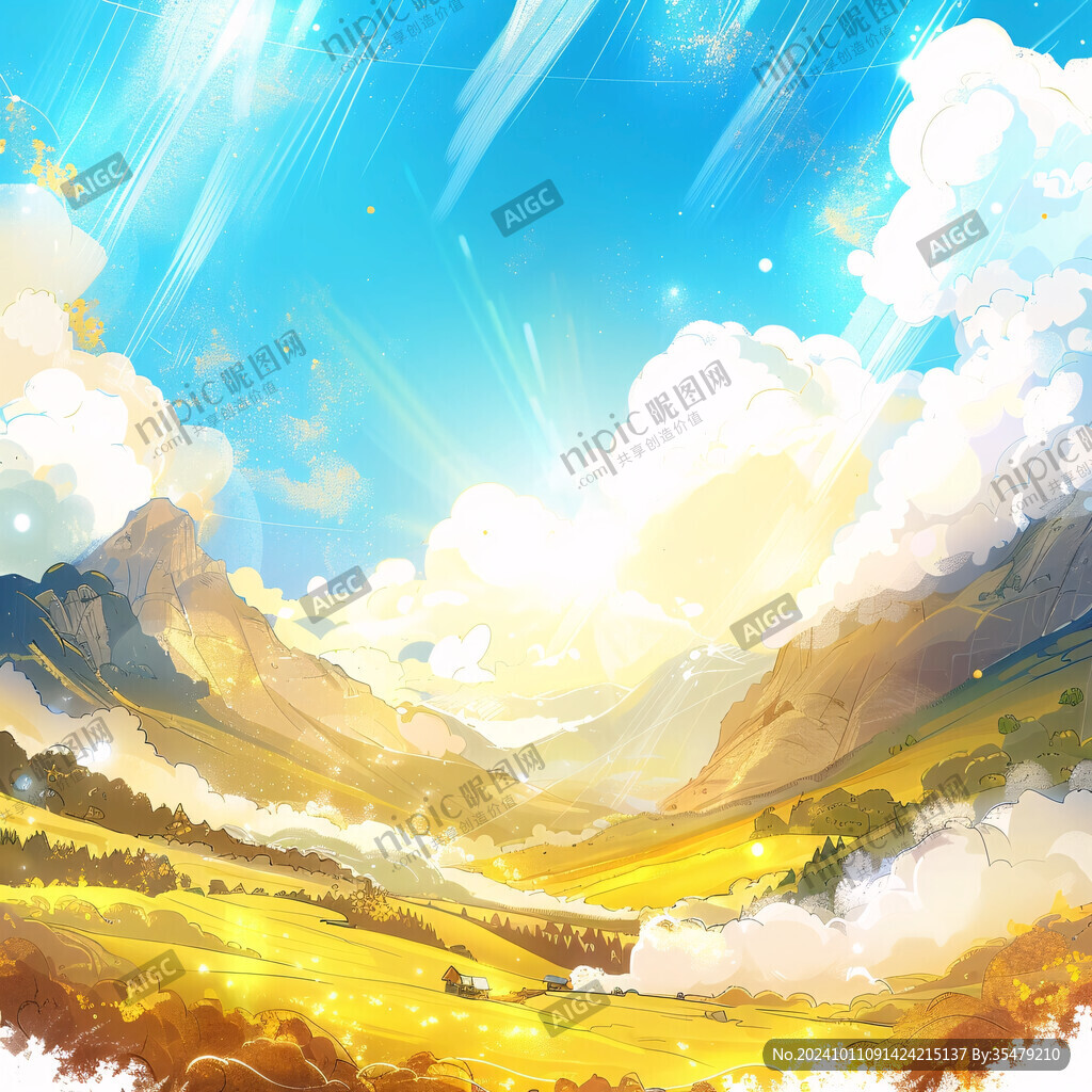 陽光晴朗風(fēng)景插畫