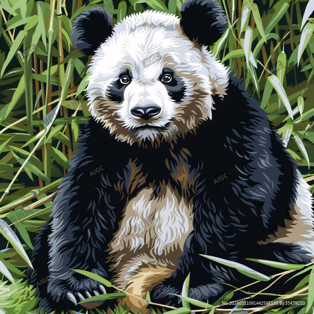 珍稀動物熊貓插畫