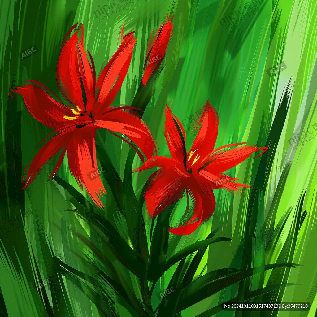 萱草插畫