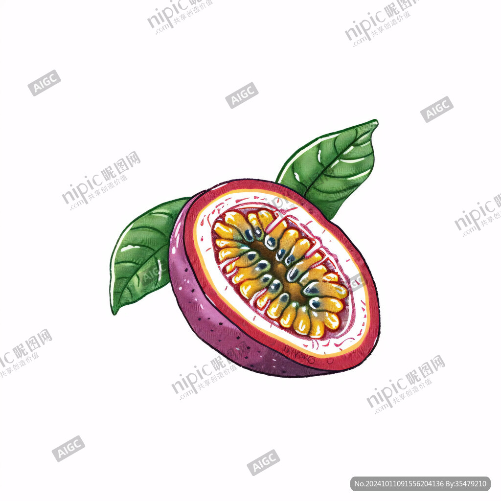 紅皮百香果插畫