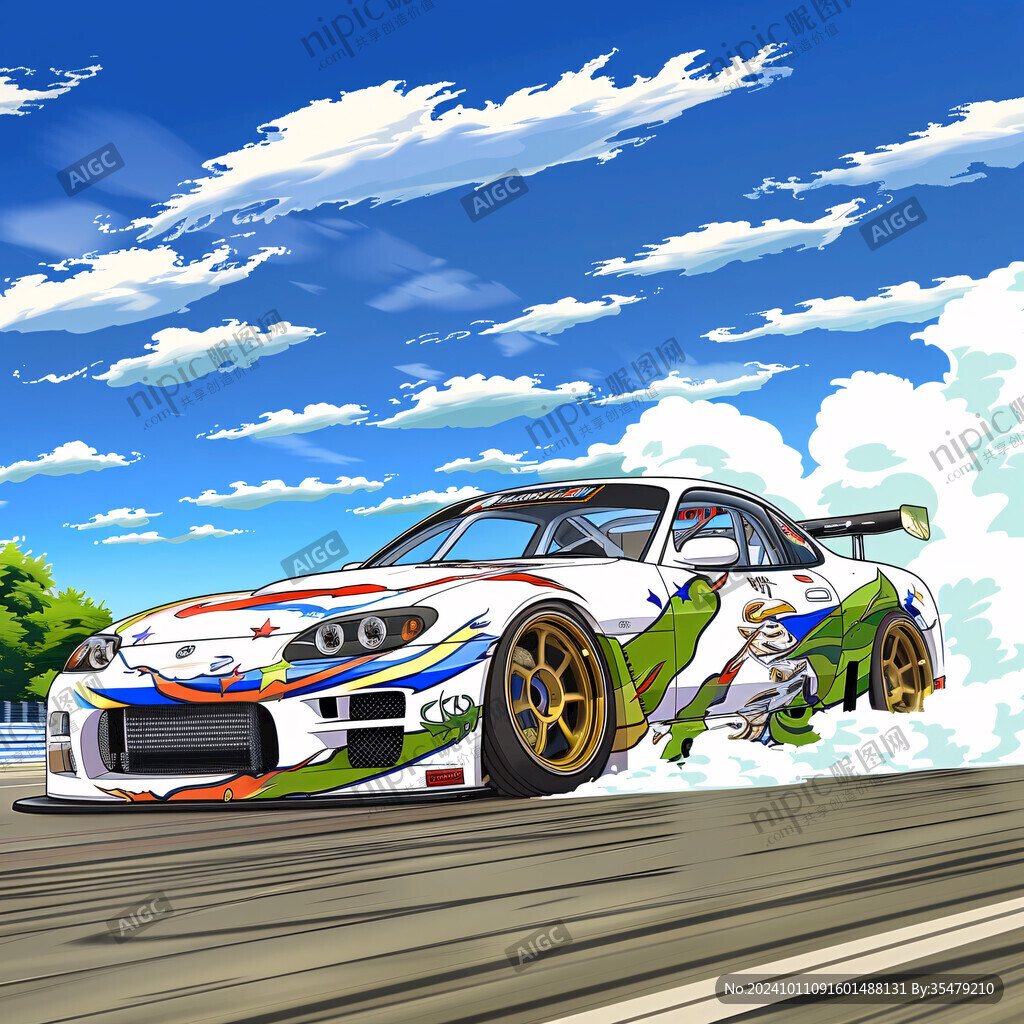 卡通跑車插畫