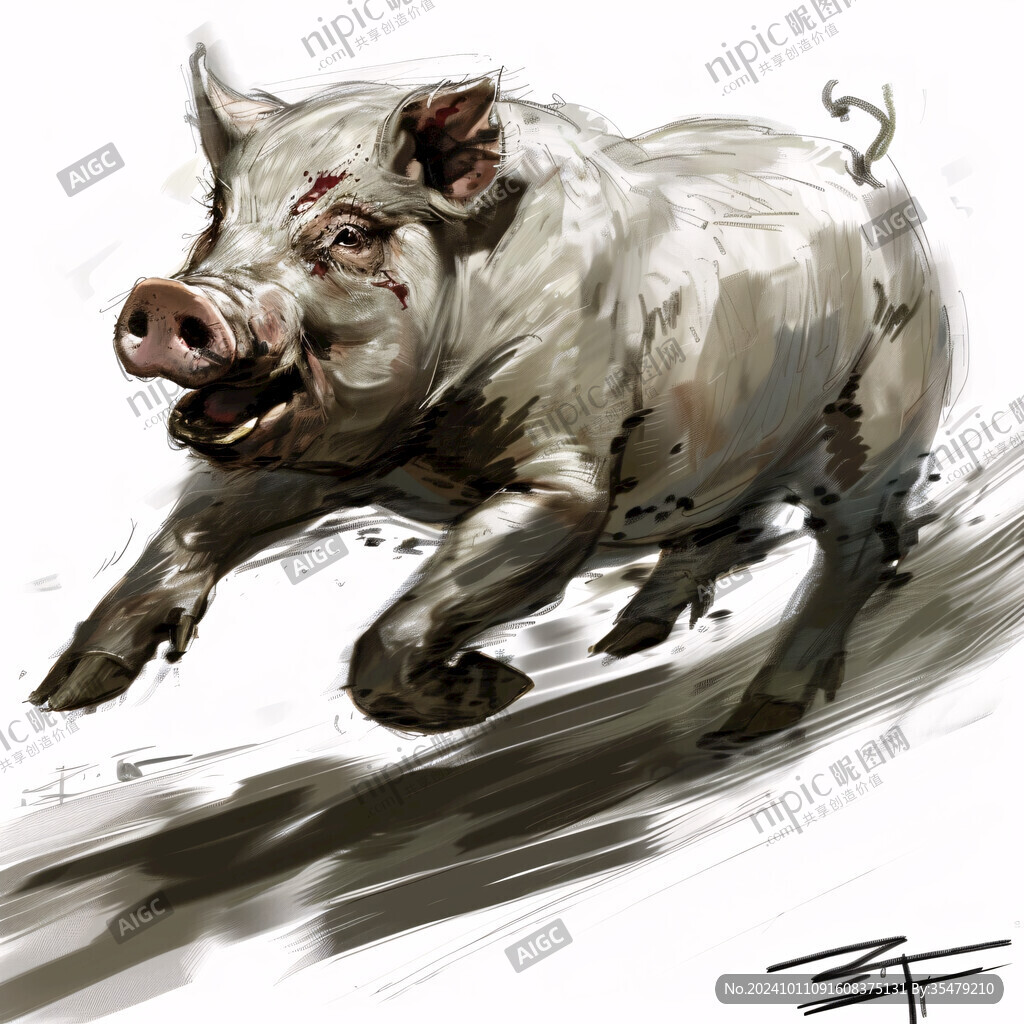 黑毛豬插畫