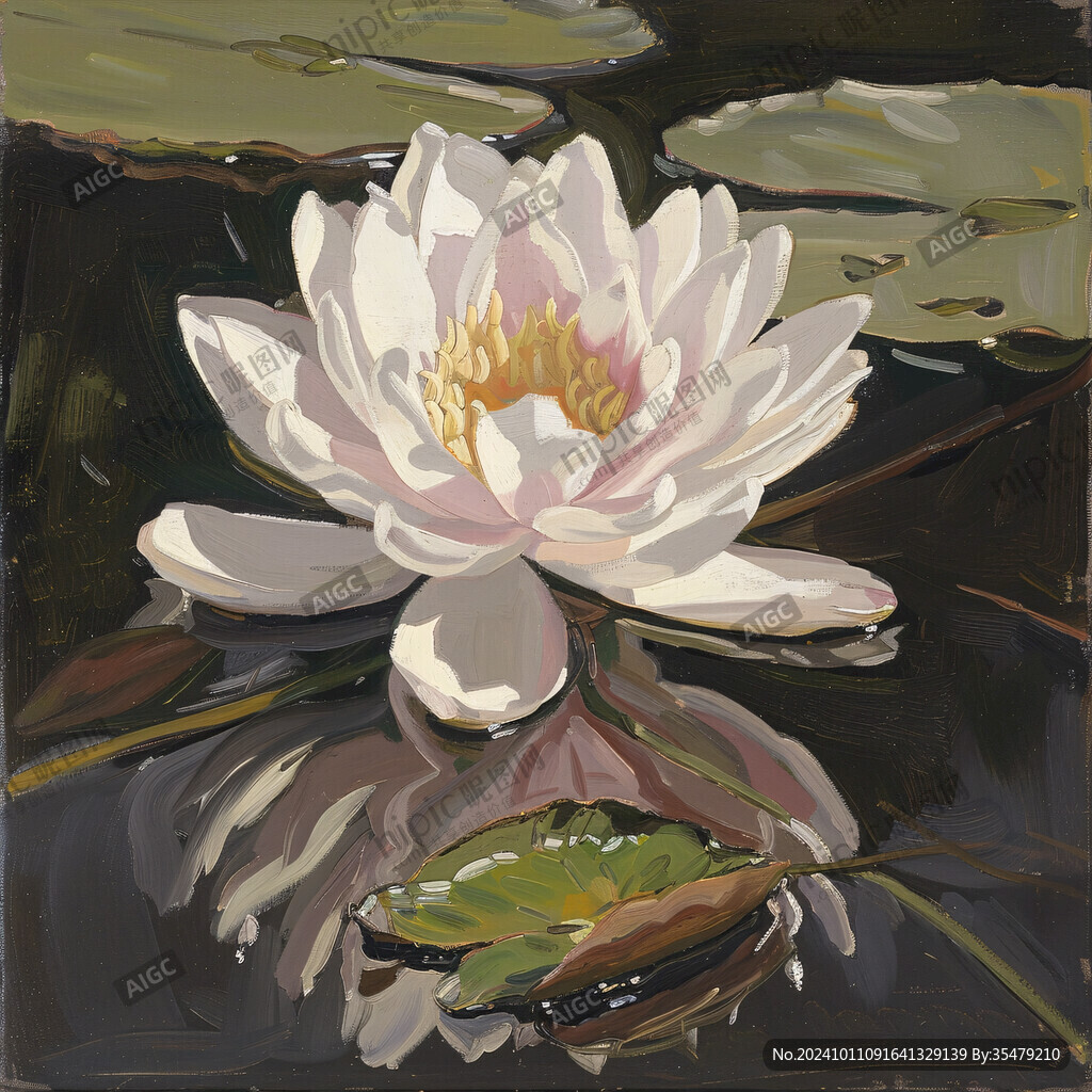 寫(xiě)實(shí)畫(huà)蓮花睡蓮