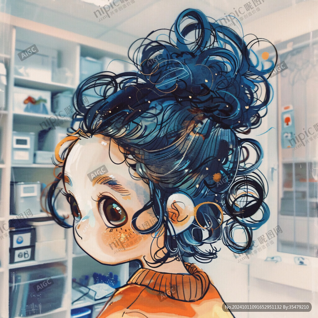 兒童理發(fā)插畫