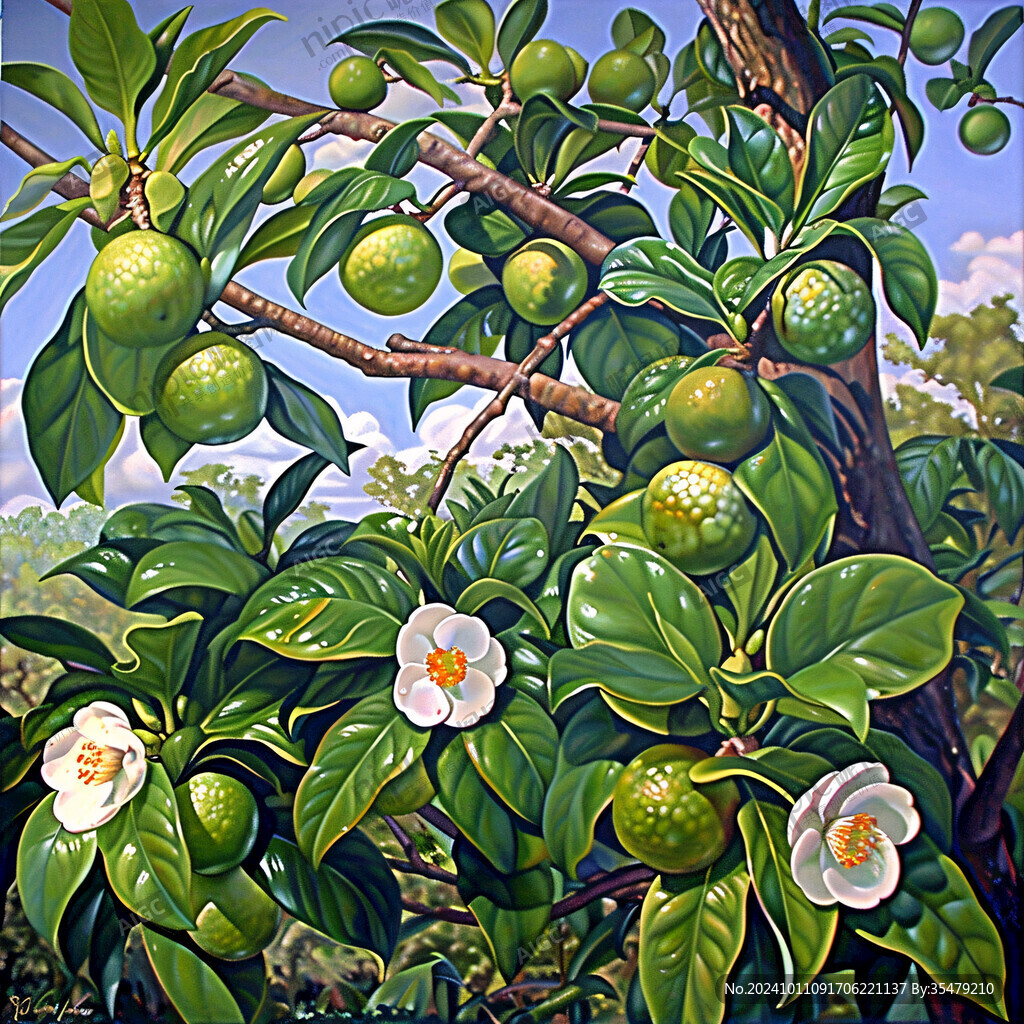 山核桃果園插畫