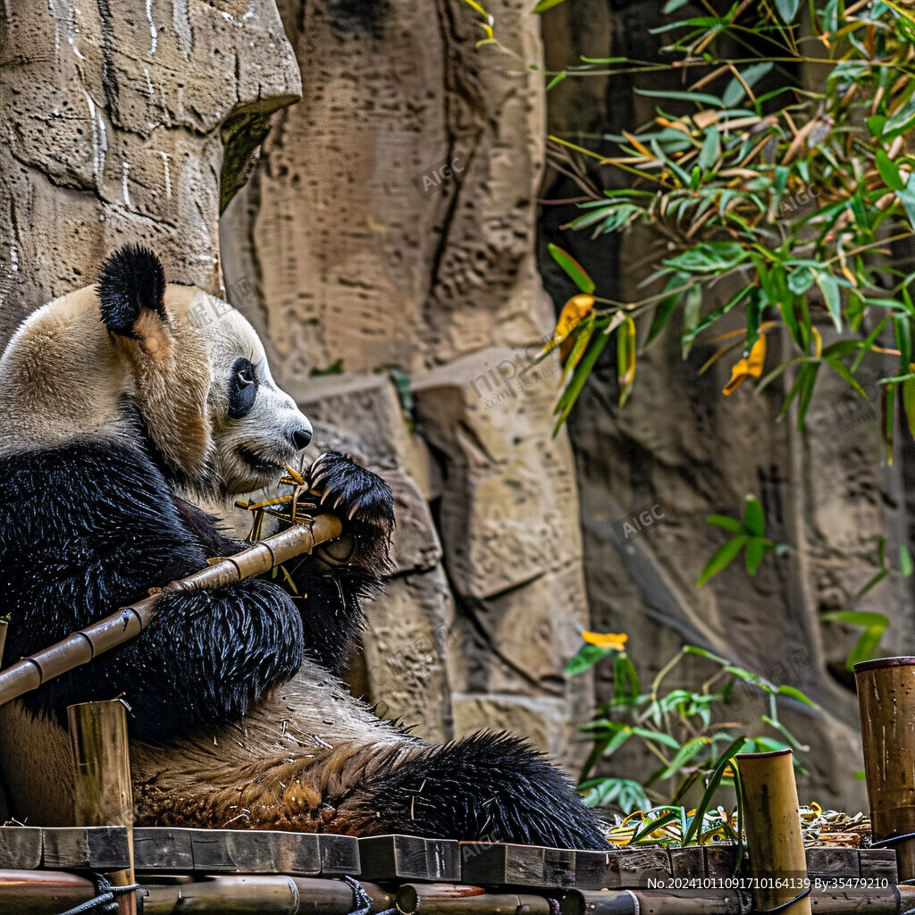 動物園里吃竹子的熊貓