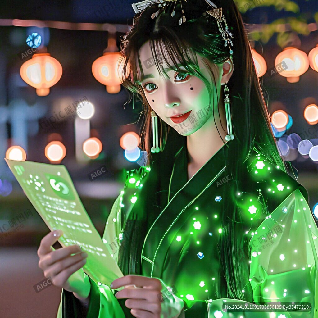 古裝綠色女子