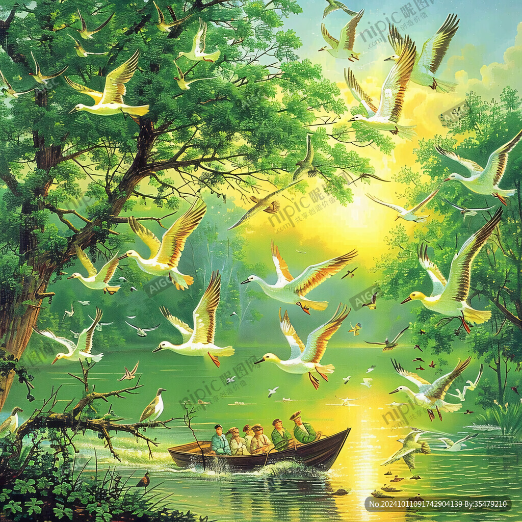 百鳥歸巢壁畫