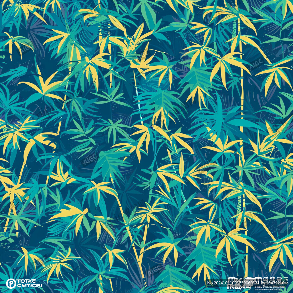 國潮竹子花紋設計